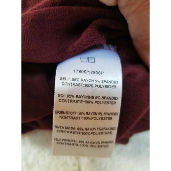 Dolan Left Coast Collection Womens Small Stretch 3/4 Sleeve Tee Shirt Burgundy - Picture 5 of 8